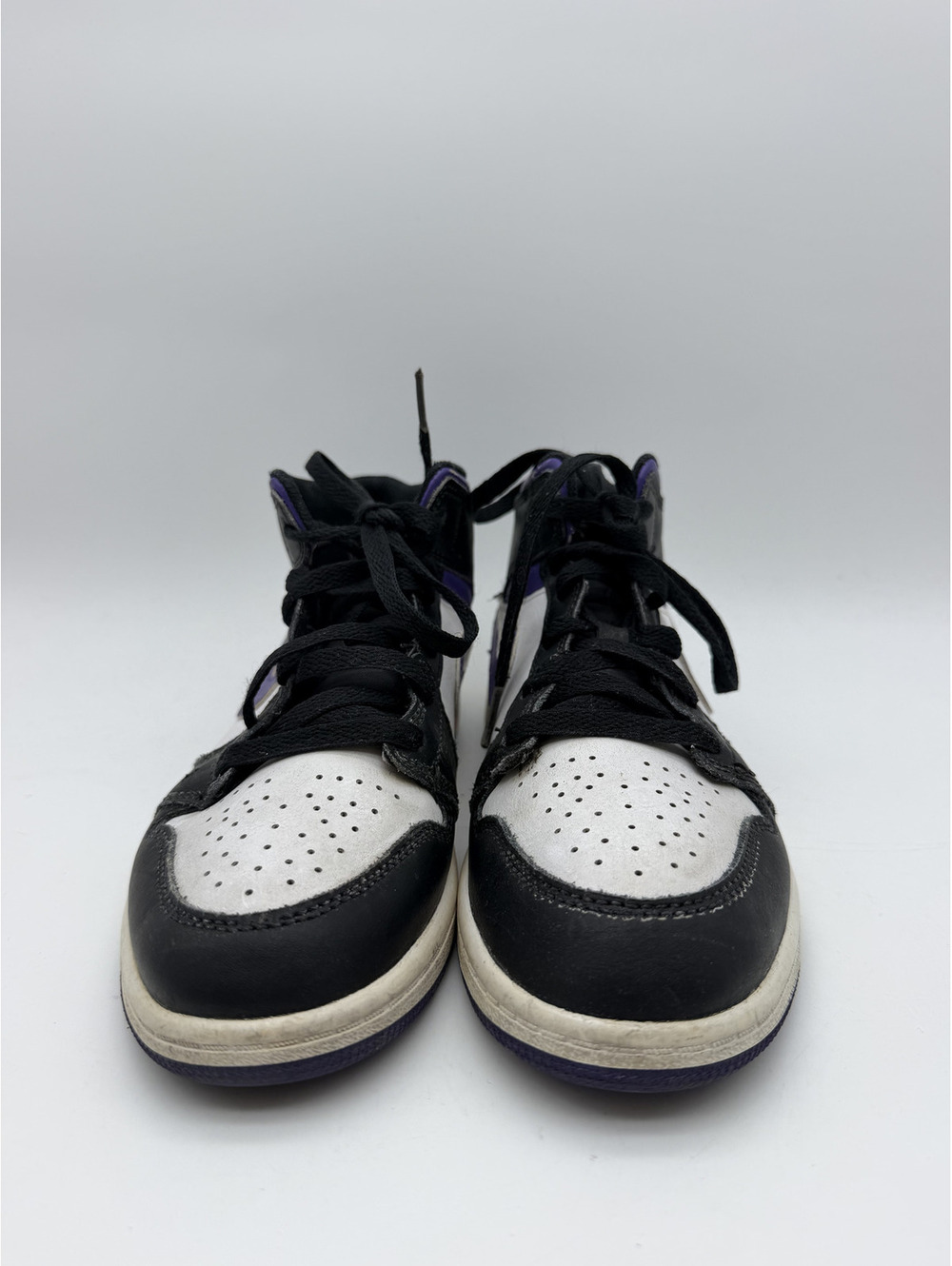 Nike Air Jordan 1 Mid GS Black White Purple Sneakers Size 3Y